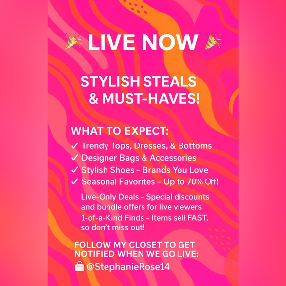 Shop stylish steals and must-have fashion finds — I’m LIVE NOW! 🎉👗👜 - Picture 1 of 1